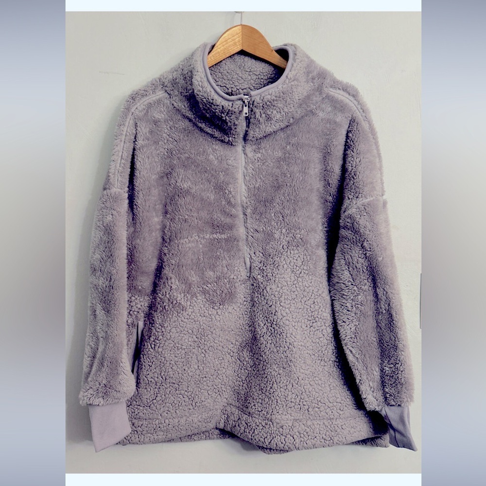 LuLaRoe Gray Teddy Sherpa Fleece Pullover Size XLarge With Pockets Nancy …